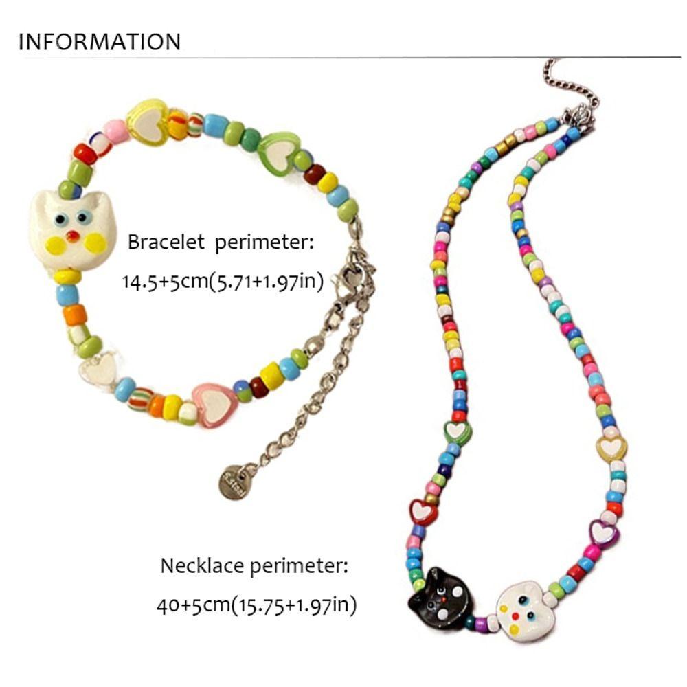 Mxbeauty Kalung Dopamin Childlike Fashion Jewelry Kitten Bracelet Heart Candy Color Animal Cat Bracelet Untuk Hadiah Ulang Tahun