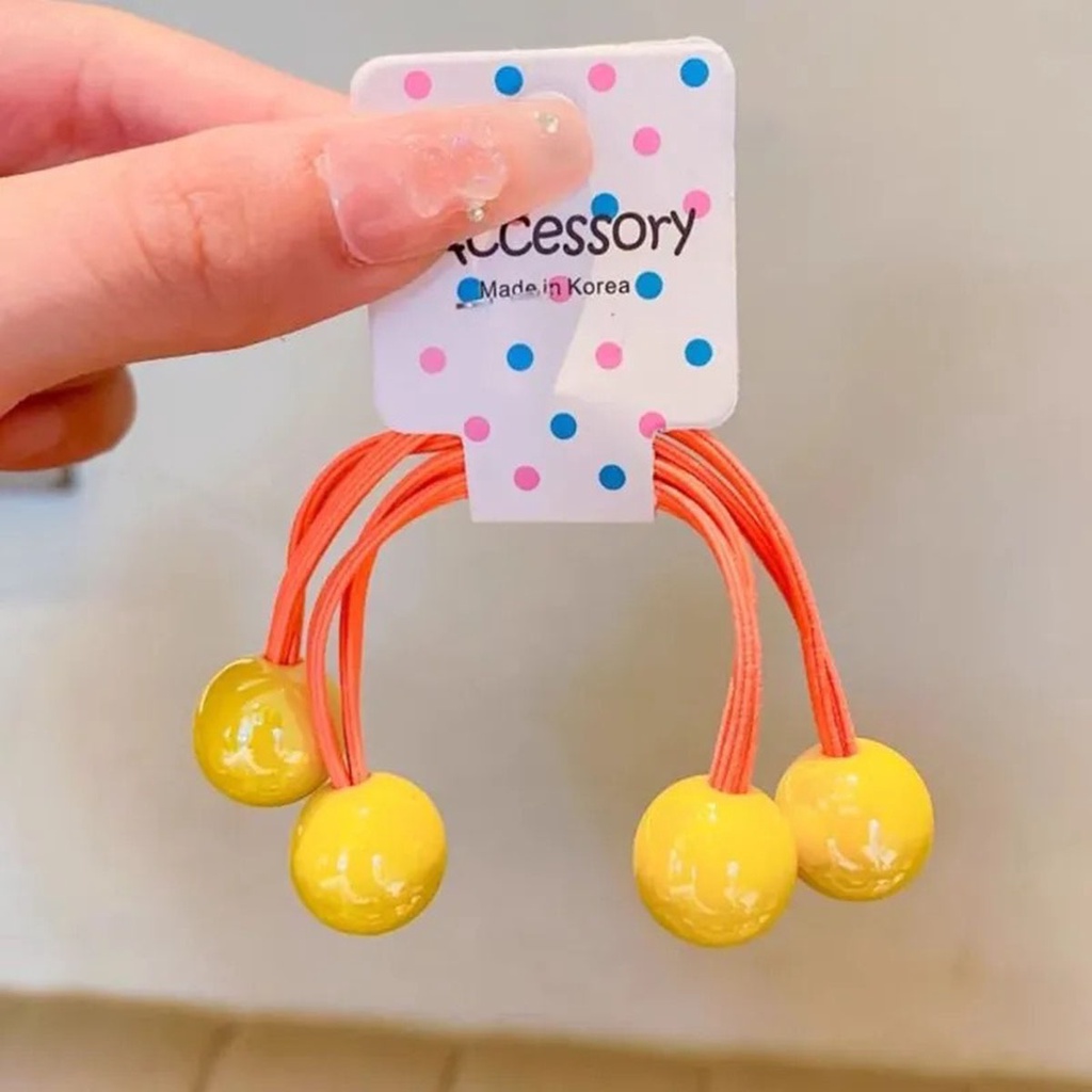 1pasang/1pc Manik-Manik Warna Solid Tali Rambut Fashion Karet Manis Ponytail Holder Permen Karet Rambut Elastis Untuk Anak Perempuan