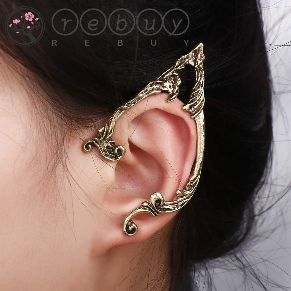 REBUY Rebuy Gothic Elves Manset Telinga Punk Hip Hop Desain Fashion Warna Solid Klip Anting Lady Korea Klip Tulang Telinga