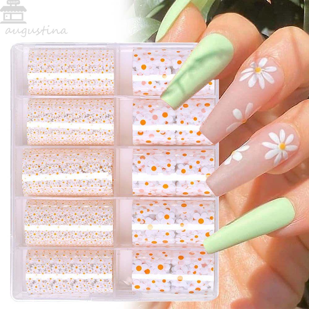 AUGUSTINA Agustinina Set Foil Transfer Kuku Floret Lucu Manikur Aksesoris Watermark Decals DIY Dekorasi Nail Art