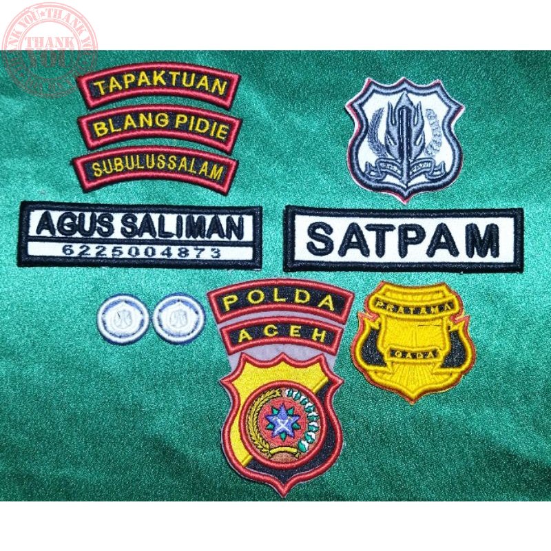 Bordir nama satpam bordir timbul satpam bordir timbul atribut satpam security bordir timbul wing sat