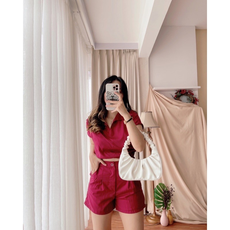 Setelan wanita Crop Fely  / Set fashion korea style  / setelan celana pendek+atasan fashion crop