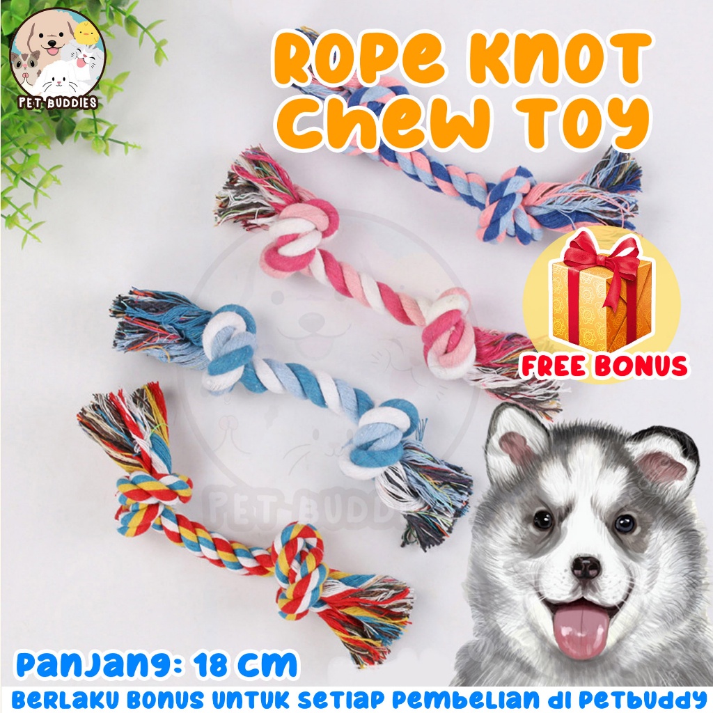 [FREE BONUS]Rope Knot Chewing Toy Mainan Anjing Tali Tarik