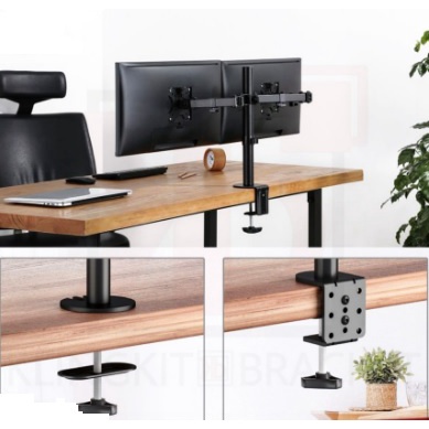 Bracket Desktop 14"-27" Bracket Monitor Meja Dual Bracket Monitor Jepit Meja