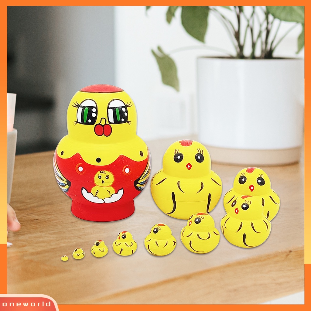 [ONE] 1set Boneka Bersarang Indah Desain Hewan Sepuluh Lapis Kartun Anak Ayam Matrioska Mainan Untuk Anak