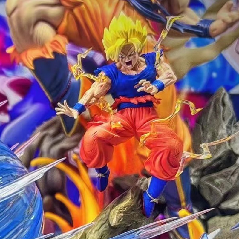 In stock 22CM 4model Led Menyala Dragon Ball Z GK Majin Buu Vs Son Goku Figurine Pvc Action Figure Mainan