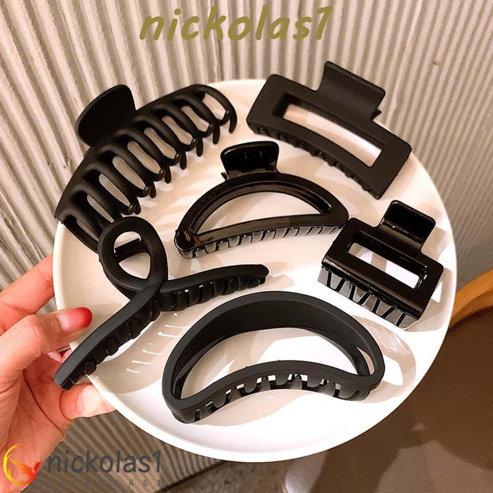 NICKOLAS1 Women Hair Claw Personality Aksesoris Rambut Sederhana Untuk Perempuan Resin Hitam Gaya Korea Jepit Rambut