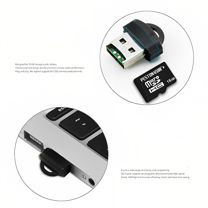 Mini USB 2.0 Card Reader TF Micro SD High Speed Memory Card Adapter