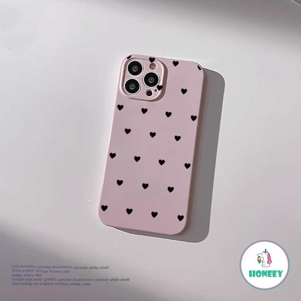 Ins Hitam Hati Ponsel Case Kompatibel Untuk iPhone 14 Pro Max12 13 Pro 11 Pro Max Ungu Glossy Silikon Lembut Shockproof Back Cover