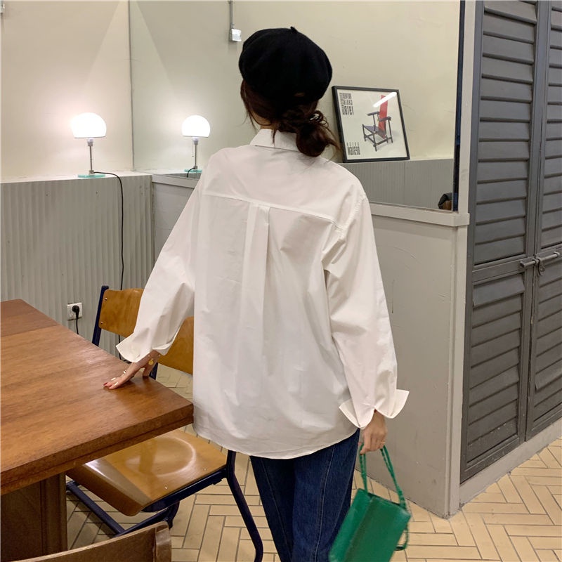 Kemeja Wanita Import Lengan Panjang Oversize Casual Korean Blouse