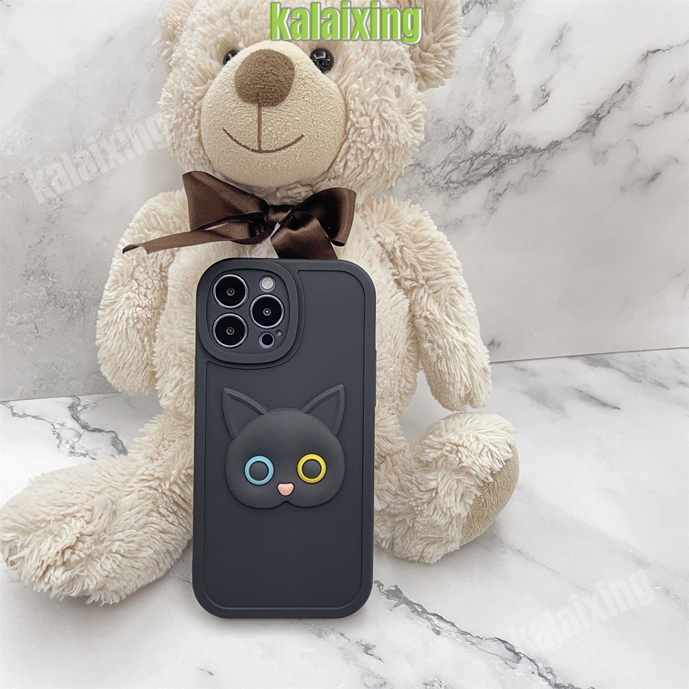 Casing Silikon Lembut Untuk iPhone 11Pro 13 Pro Max12 11 Pro Max7/8 X XS Max XR 7Plus 8Plus Casing 3D Kucing Penutup Belakang Beludru Di Dalam