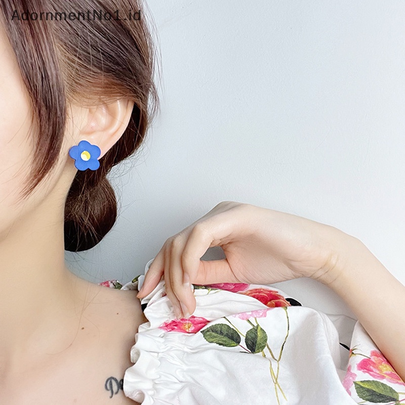 [AdornmentNo1] Anting bunga warna warni manis anting segar Girly klip telinga untuk wanita perempuan pesta pernikahan baru perhiasan halus hadiah