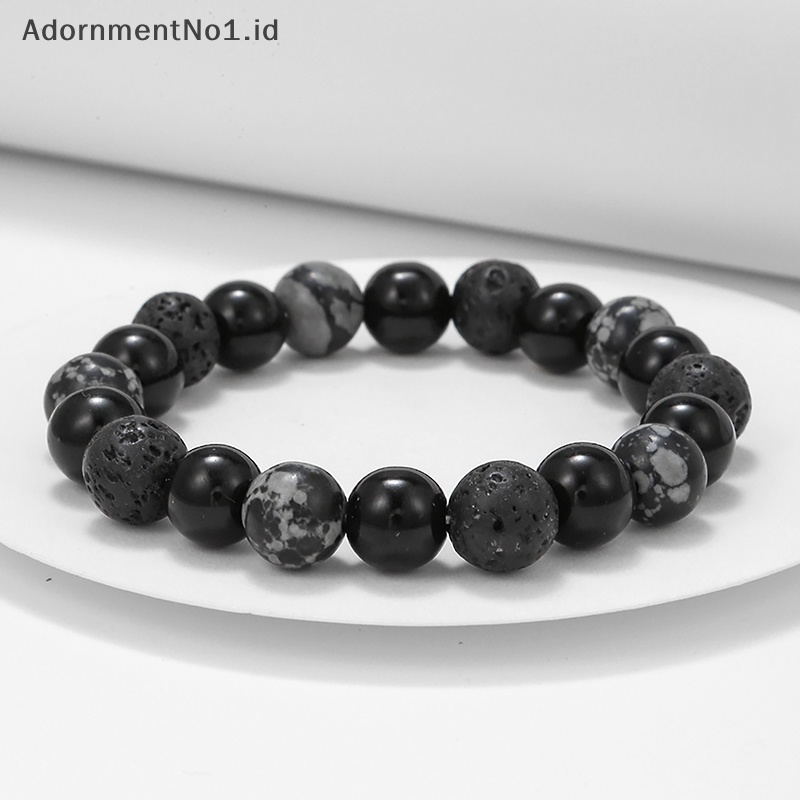 [AdornmentNo1] Chmic Natural Volcano Stone Beaded Bracelets Mens 8mm 10mm tali elastis pecinta wanita menurunkan berat badan perhiasan tangan