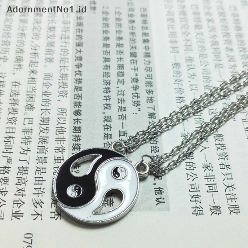 [AdornmentNo1] 2pcs Tai Chi kalung Alloy Yin Yang liontin kalung kreatif Fashion leher rantai perhiasan ulang tahun untuk pasangan sahabat terbaik hadiah