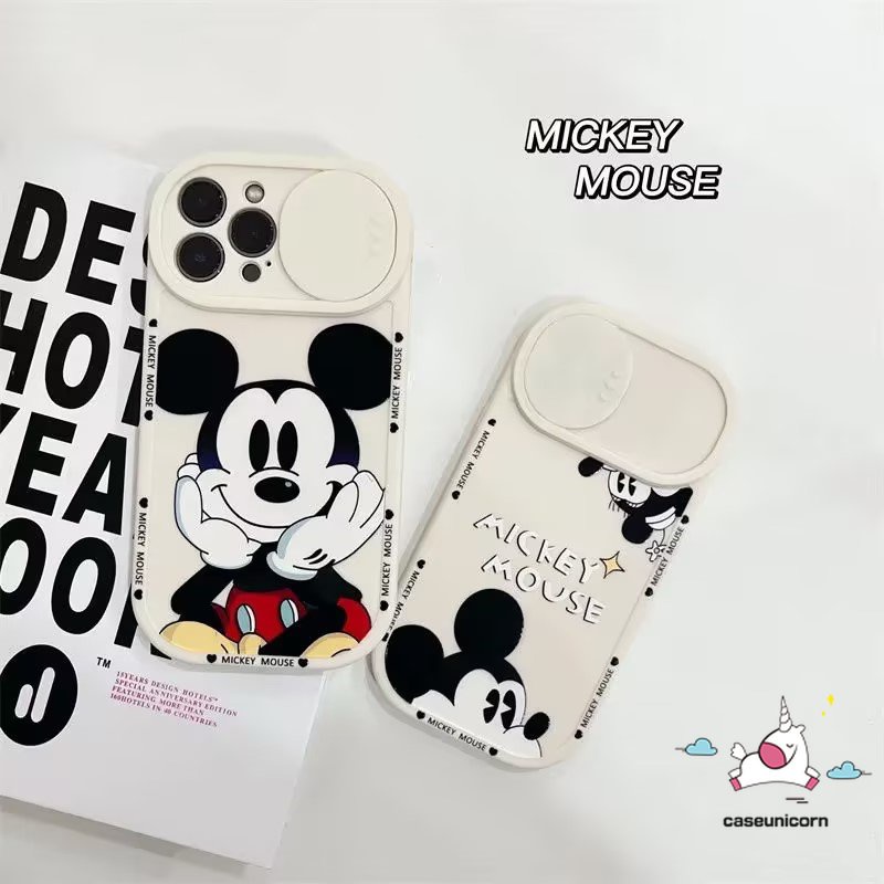 Cute Mickey Mouse Couple Phone Case Compatible for iPhone 7Plus 11 13 12 Pro Max 8Plus XR X XS Max Cartoon Disney Strawberry Bear Lotso Push Pull Window Camera Lens Protector Cover