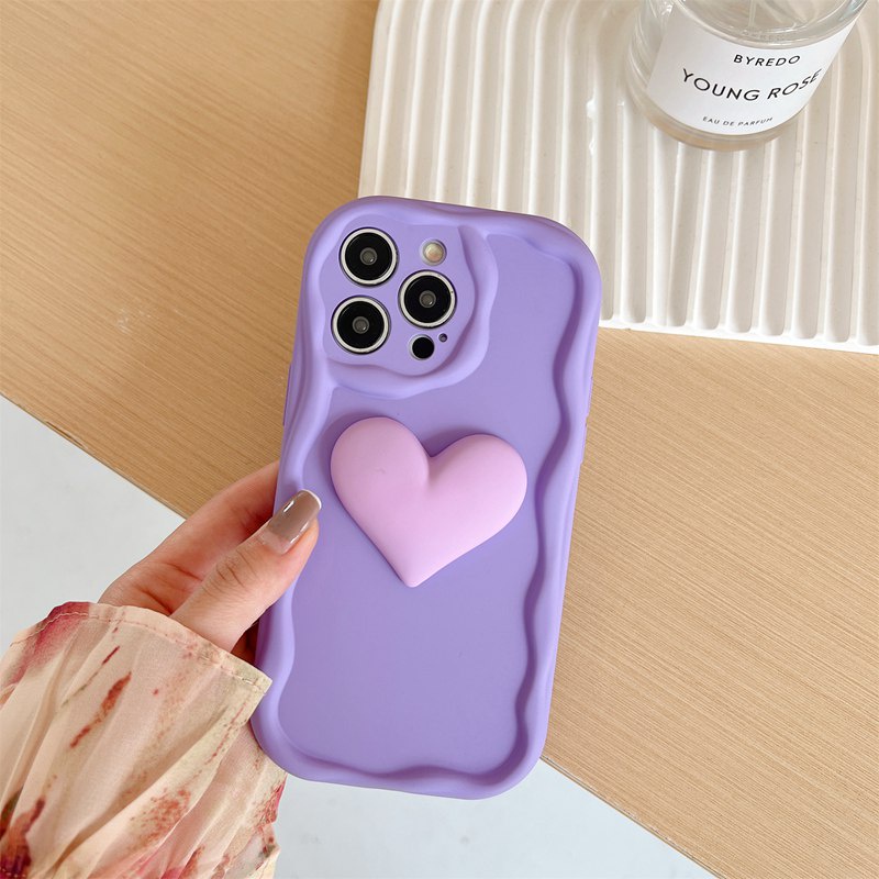 Macaron Wave 3D Big Love Soft Silicon Case HP iP iPhone 6 6S 7 8 14 + Plus SE 2020 2022 X XS XR 11 12 13 Pro Max Casing