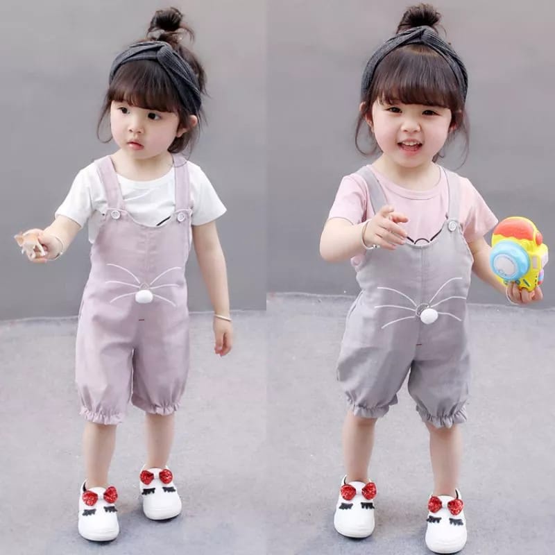 Setelan Overall Anak Perempuan 2in1 Import Lucu Murah Bahan Katun