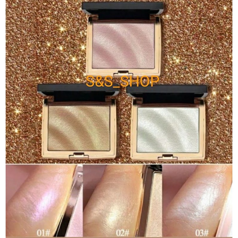 HOJO Highlighter Pallette ORI MAKE UP Waterproof Glitter Highlighter Highliter Bedak Padat Powder Kosmetik Wajah Wanita Perawatan PINK SILVER GOLDEN Tahan Anti Air Original Import