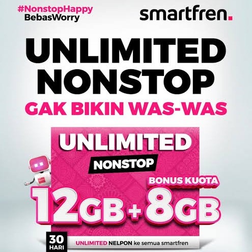 Voucher Isi Ulang Smartfren Nonstop 3gb / 6gb / 12gb 4G 1 Bulan