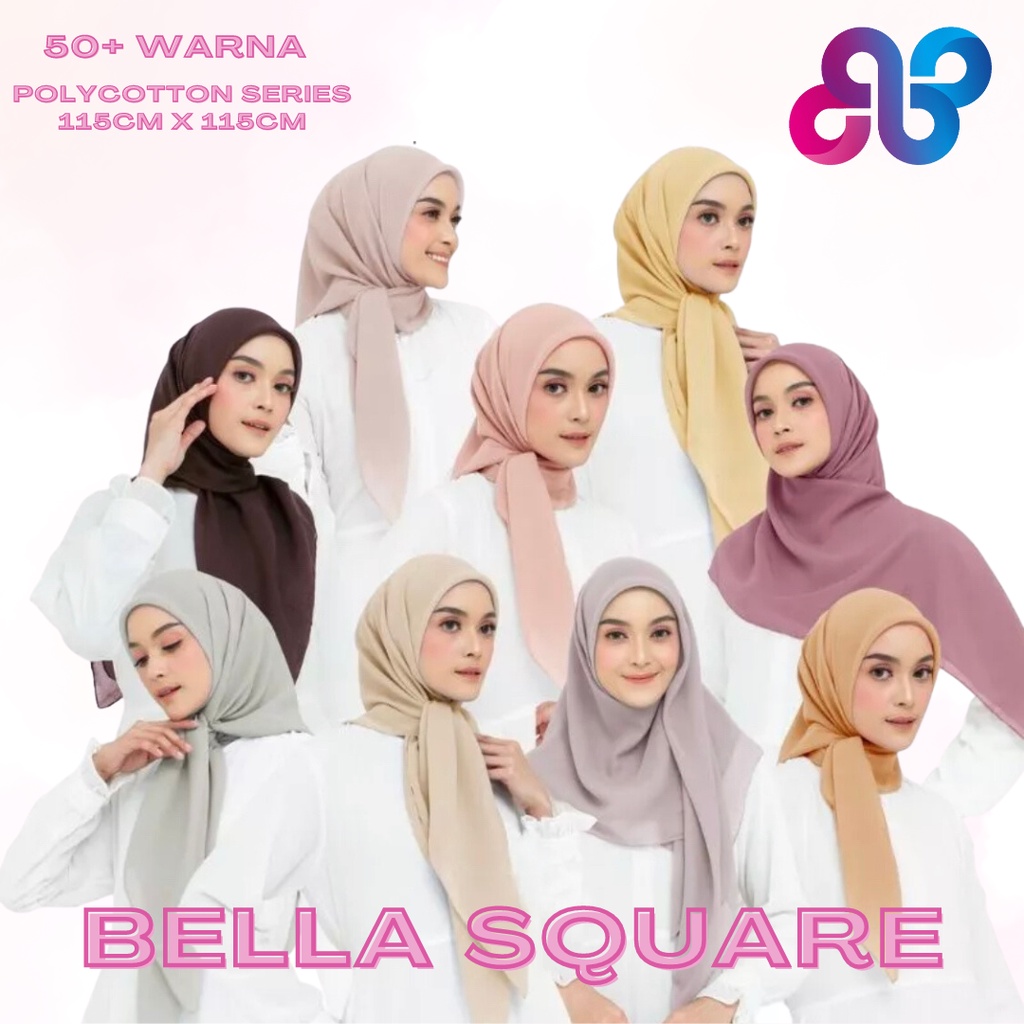 [ COD ] New 60+ Warna Daily Hijab Bella Square | Hijab Segi Empat Bella Square