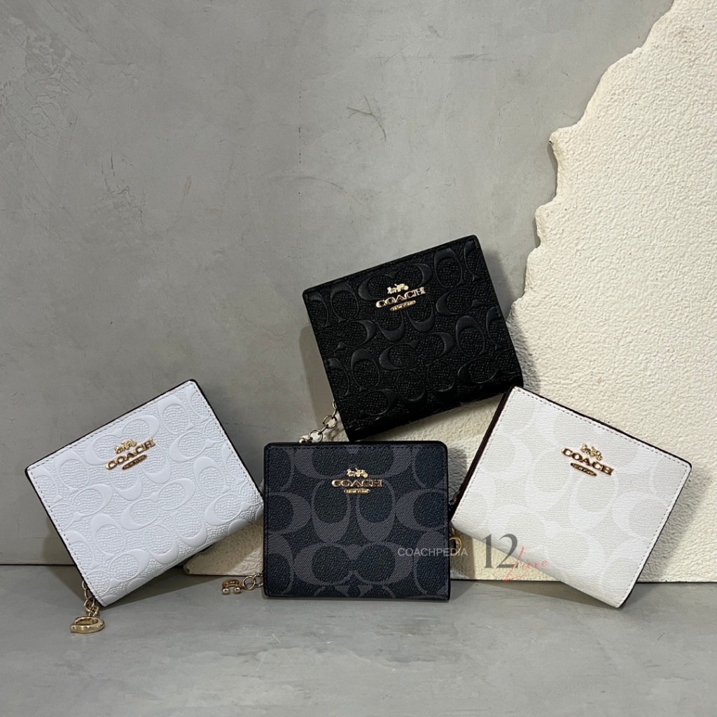 Coach Women Snap Wallet Small Card Case Coin Pouch Dompet Lipat Wanita Original Ready Stock COD