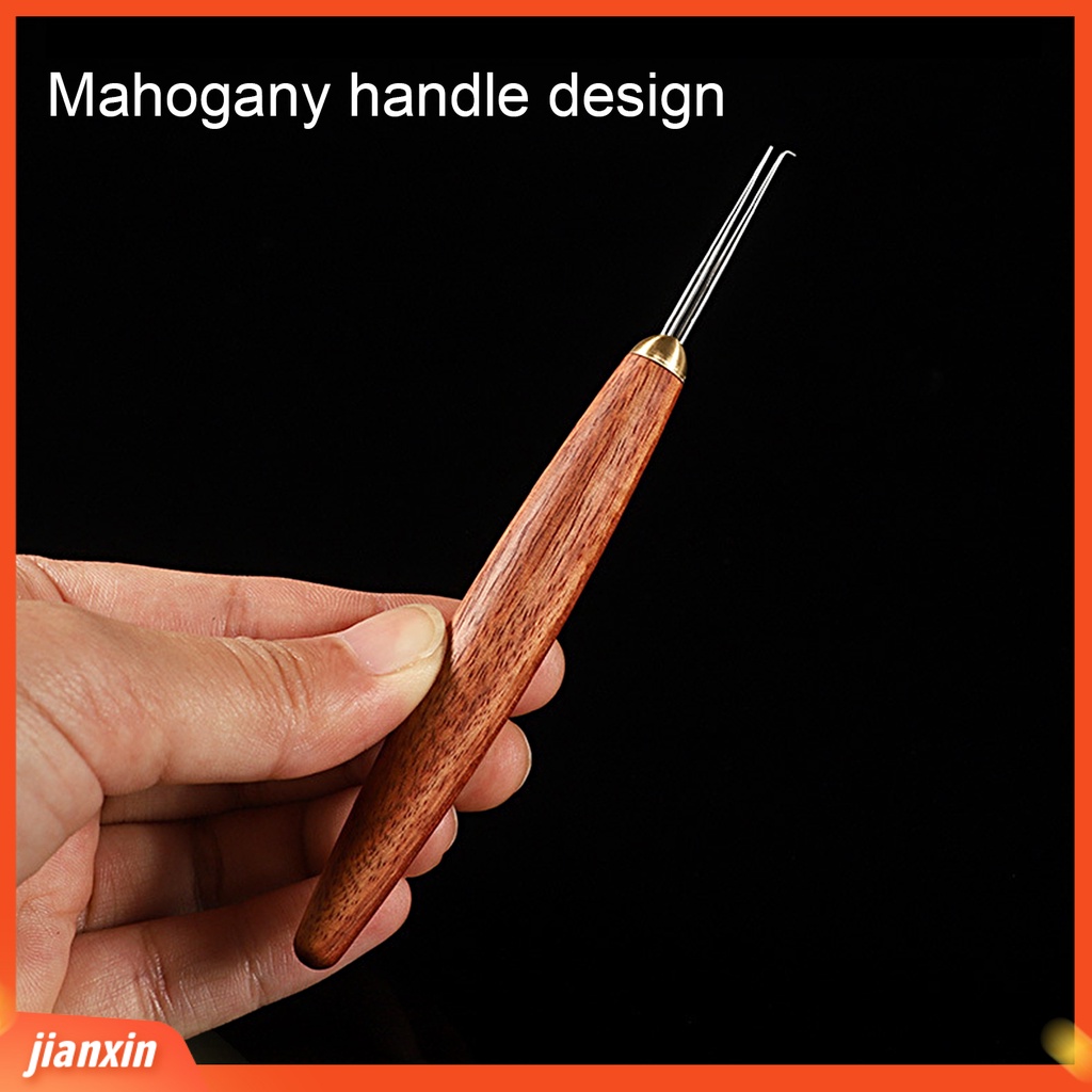 (In Stock) Knot Tying Tool Double Needles Cendana Handle Ujung Tajam Portable Anti-slip Tie Knot Stainless Steel Tippet Strand Knotter Fishing Hook Tie Device Alat Pancing