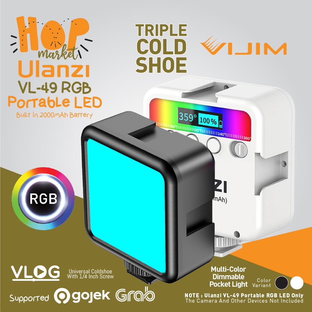 ULANZI VL49 RGB Studio LED Light Lampu Vlog Portable Smartphone HP (Upgrade W49)