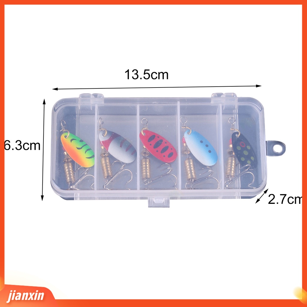 (In Stock) 5Pcs/Set 4.5cm 5.2g Sendok Lure Berputar Permukaan Terang Metal Sequin Lure Colorful Hard Spinner Umpan Untuk Memancing Laut