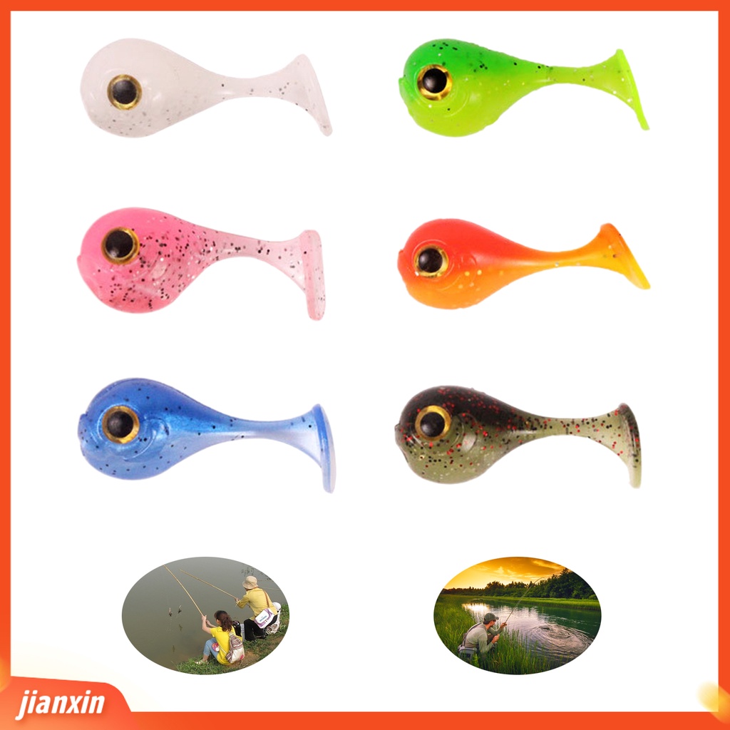 (In Stock) 10Pcs 4.5cm/3g Umpan Pancing Silikon Buatan Bicolor T-Tail Umpan Lembut Dengan Mata Memancing Aksesori