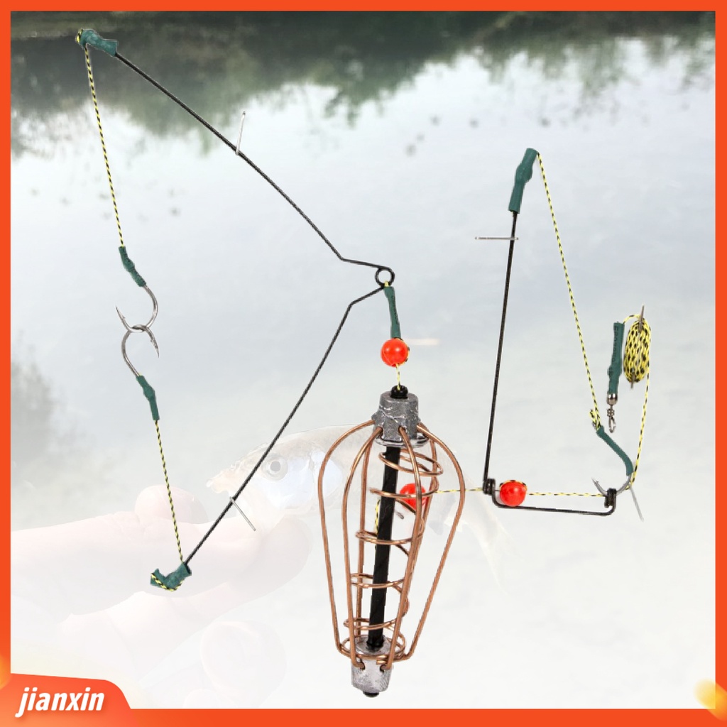 (In Stock) Fishing Lure Cage Keranjang Umpan Pancing Tembaga Anti Korosi Portabel Dengan Kait Garis Untuk Memancing