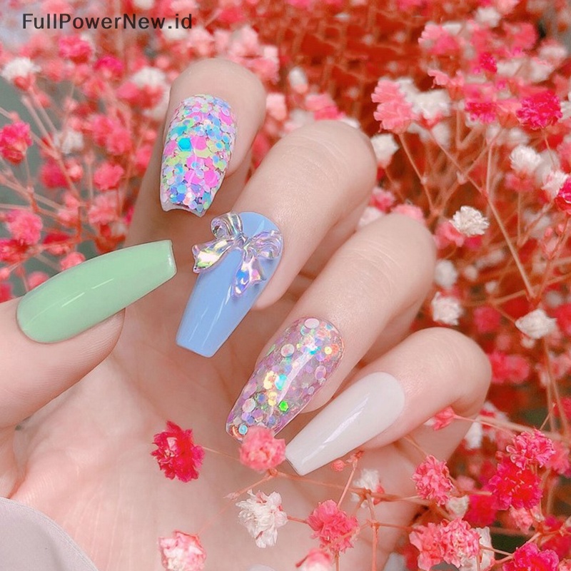 Power 1toples Shinyny Nail Gradient Sequin Payet Kuku Laser Warna-Warni Glitter Flakes ID