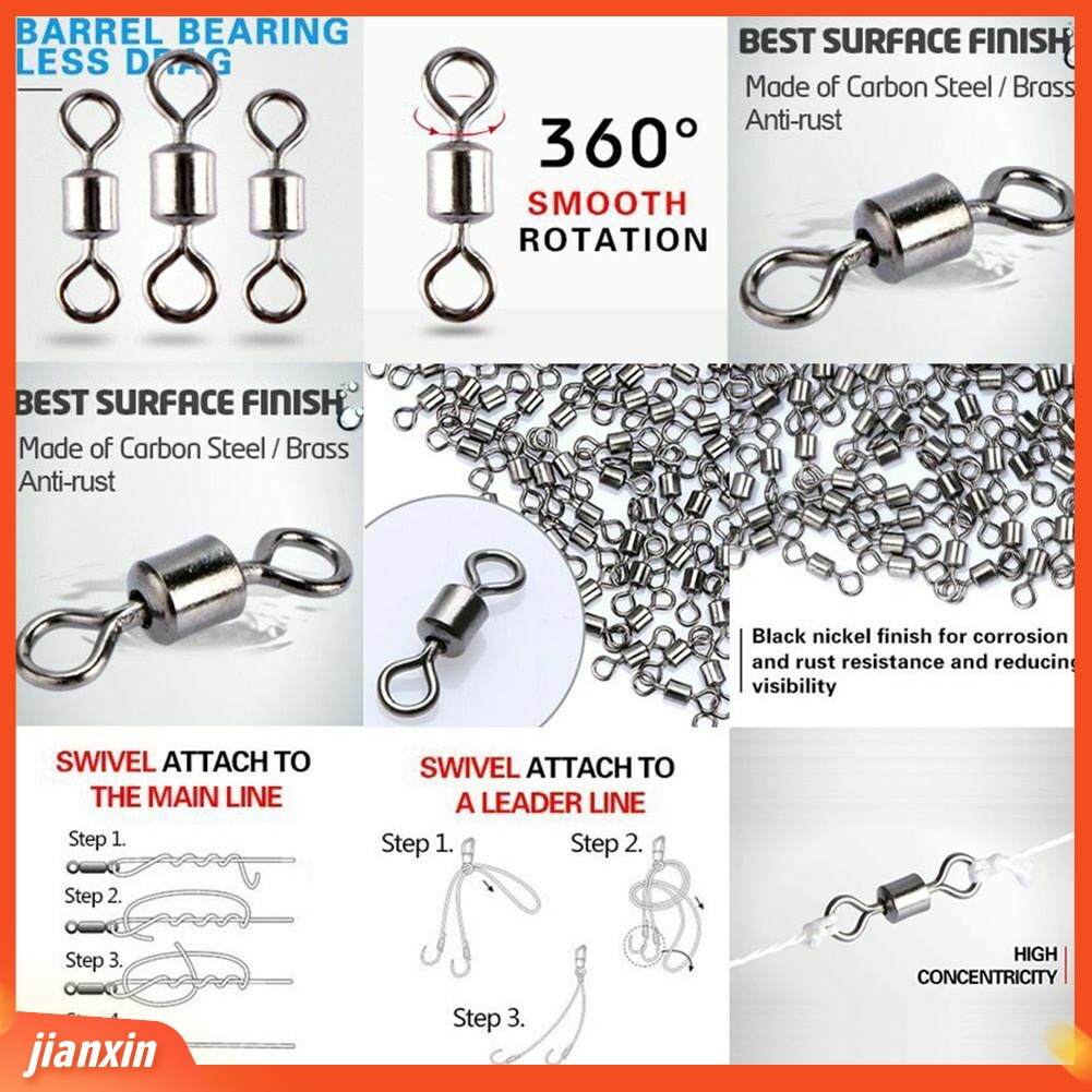 (In Stock) 500Pcs Ukuran4 /6 /8 /10 /12 Alat Konektor Putar Rolling Pancing Dengan Kotak Plastik