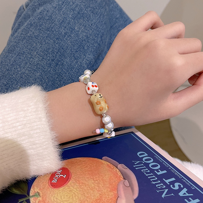 Opal Cinta Gelang Cahaya Mewah Temperamen Korea Dapat Disesuaikan Tarik Jenis Tangan Perhiasan