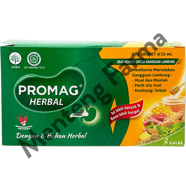Promag Herbal 6 Sachet - Pereda Kembung, Sebah, Nyeri Ulu Hati