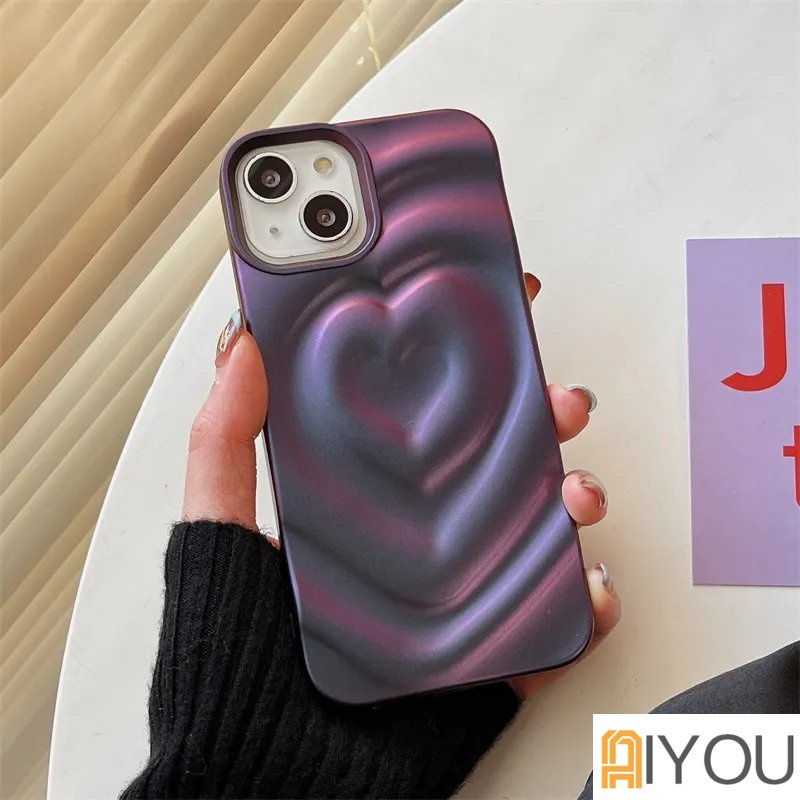 3D LOVE Textured Case For IPHONE 11 12 13 14 PRO MAX  PLUS Casing Lucu Cool Simple Hati Heart Chrome Chromic Camera Protection Full Pattern Motif Luxury Classy