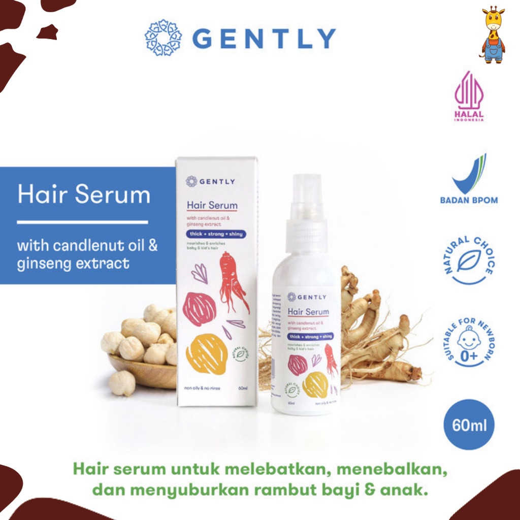 Gently Hair Serum 60ml - Serum Penumbuh &amp; Penyubur Rambut Bayi dan Anak