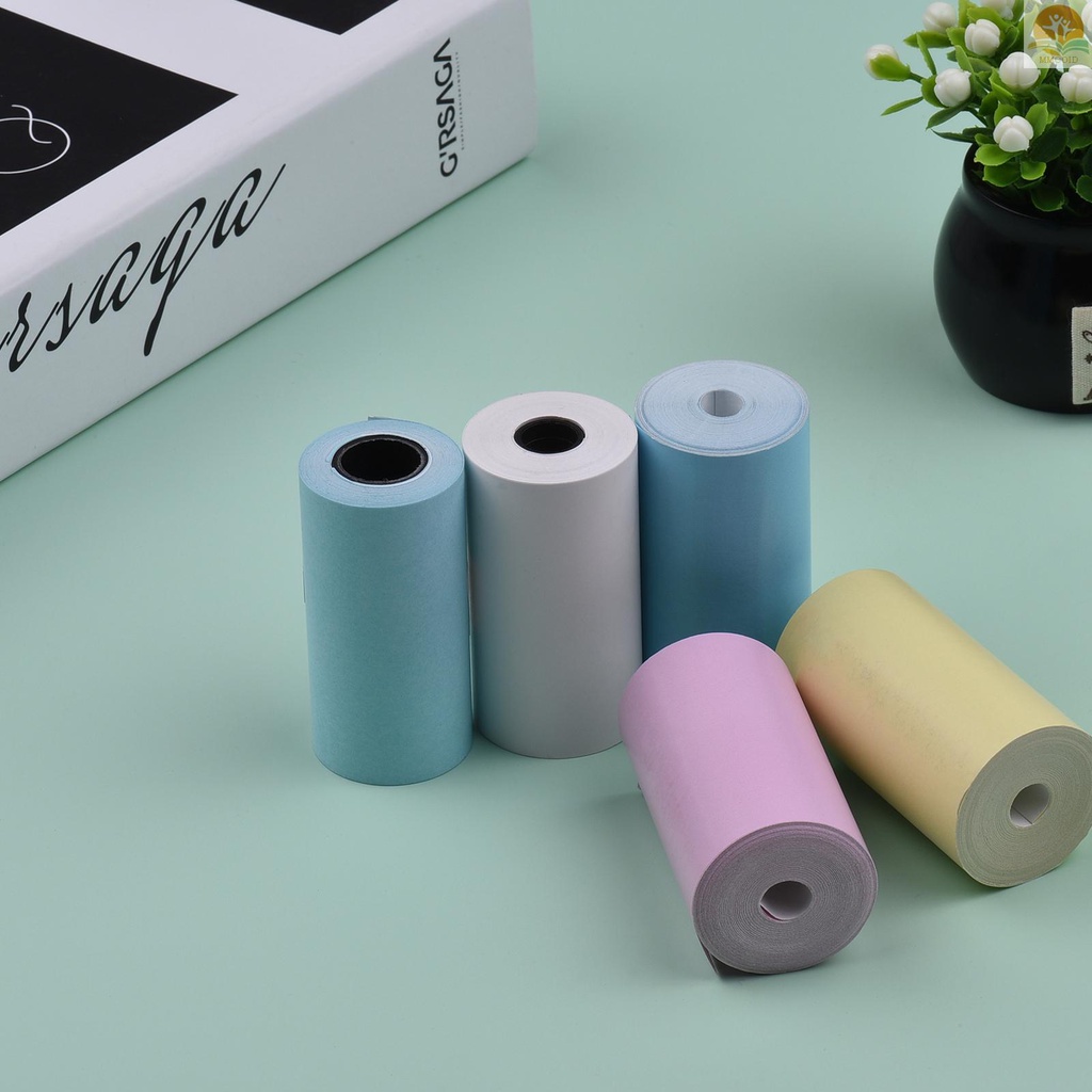 In Stock 5PCS Color Thermal Paper Roll Set 57x30mm/2.17x1.18in Kwitansi Foto Gambar Memo Printing Kompatibel Dengan Peripage/Paperang Pocket Printer Instant Photo Printer