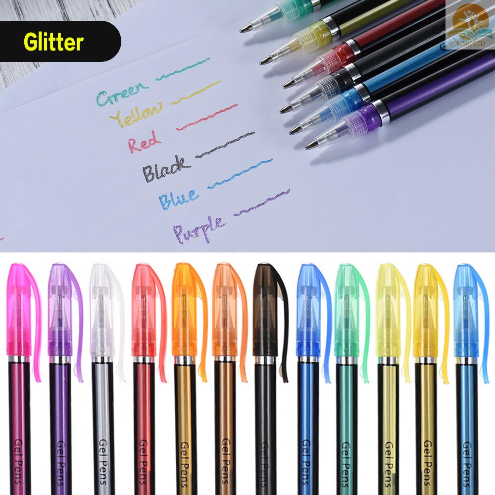 In Stock 48warna Pulpen Gel Termasuk Glitter/ Neon/Guas/ Bolpen Logam Menandai Gambar Highlight Untuk Pelajar Buku Mewarnai