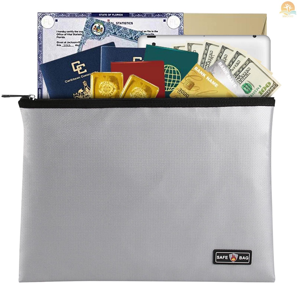 In Stock Tas Dokumen Tahan Api Tahan Api Dan Tahan Air File Folder Money Bag Safe Storage Pouch Holder Organizer Dengan Penutup Resleting Untuk File A4 Uang Cash Perhiasan Passport Dan V