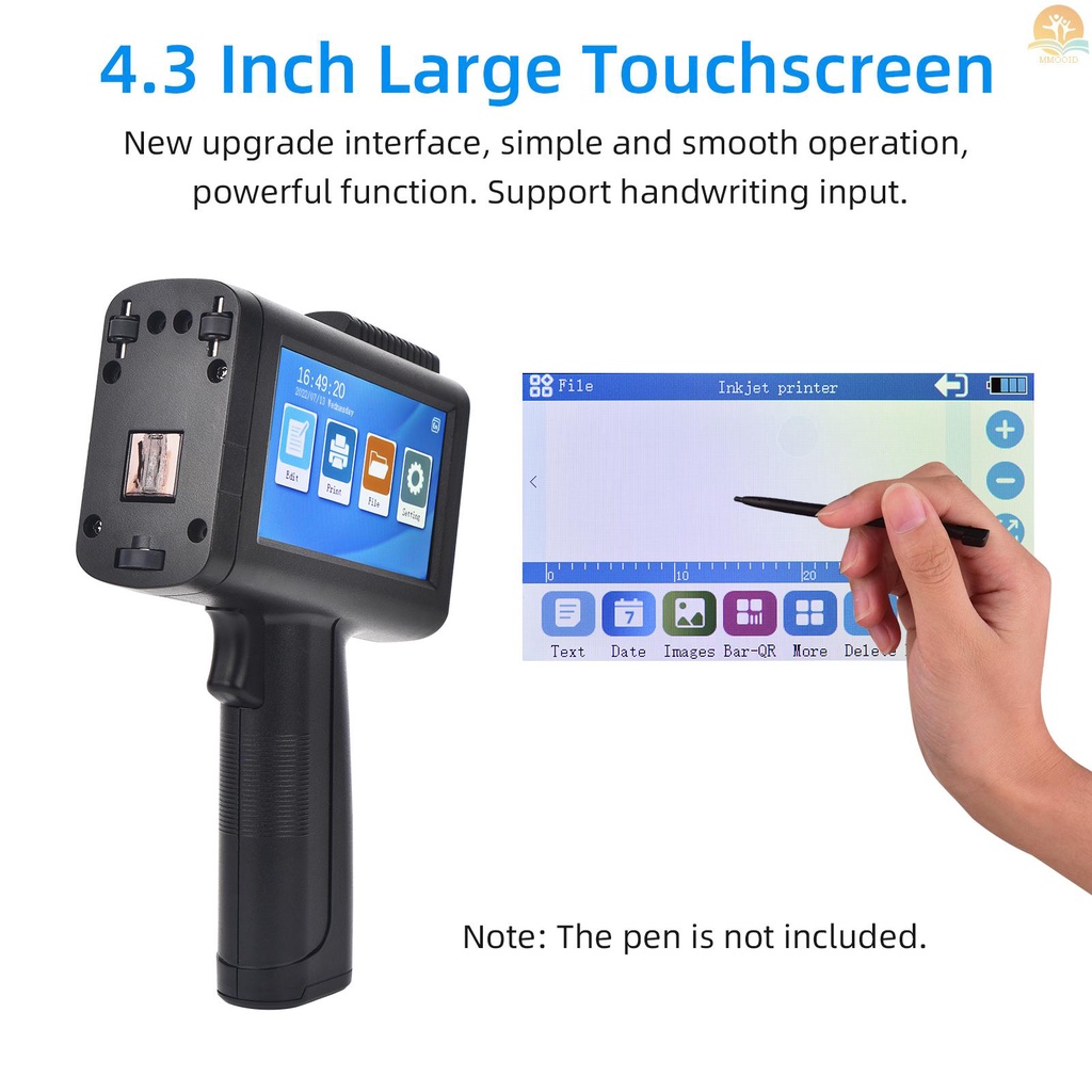 In Stock Printer Inkjet Genggam HD Portabel Dengan Printer Barcode Cerdas Touchscreen 4.3 Inci Mendukung Logo Tanggal Kode QR Simbol Angka Batch Antarmuka USB Untuk Data Variabel Wi