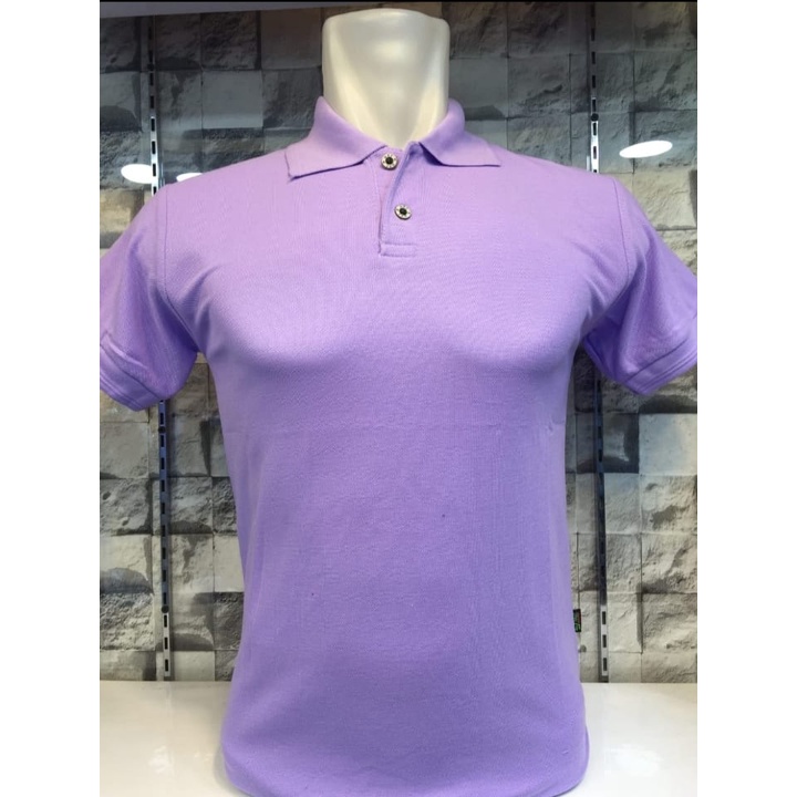 ( UNGU MUDA - FO PENDEK ) - Kaos kerah FO POLOS lengan pendek warna UNGU LILAC POLOS / kaos kerah po