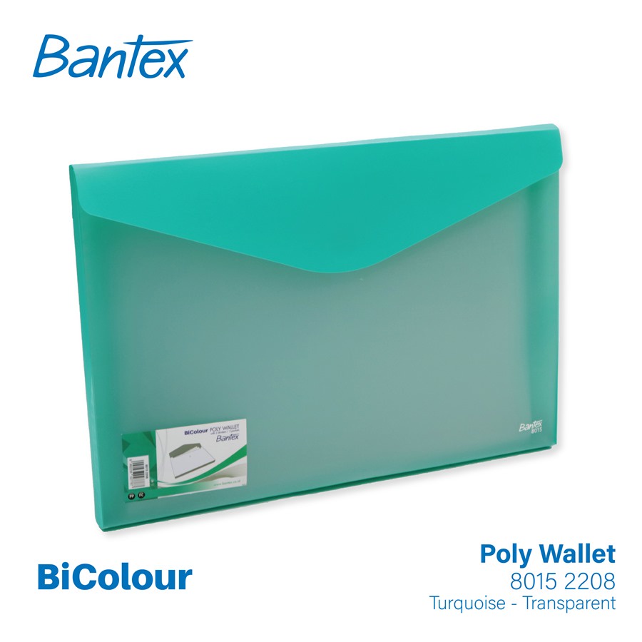 

[Artomas] Bantex BICOLOUR Polly Wallet Folio (2 Divider) Turquoise Transparan - 8015 2208