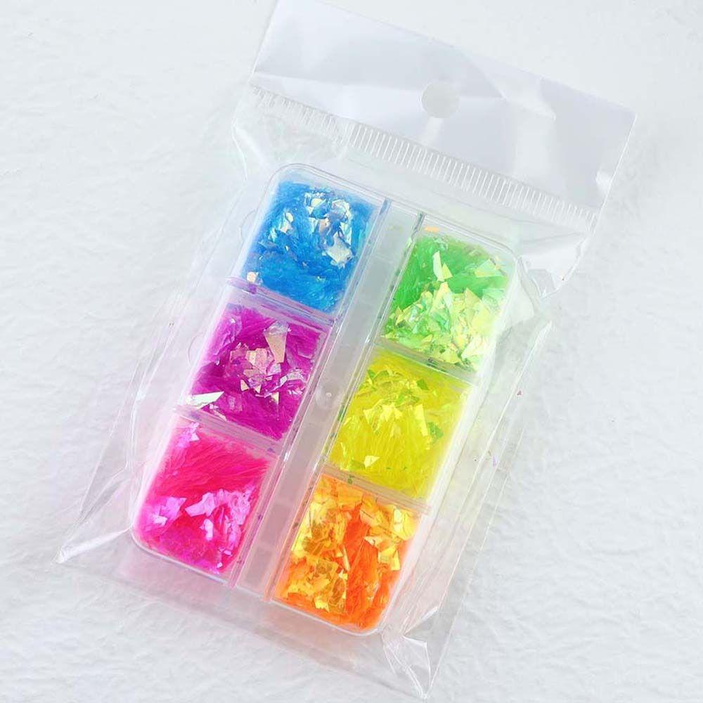 MXBEAUTY Aurora Kertas Kaca Kuku, Dekorasi Nail Art DIY, Foils Kaca Pecah Gaya Jepang Decals Warna Campur PET Kotak Untuk Lady/Girls
