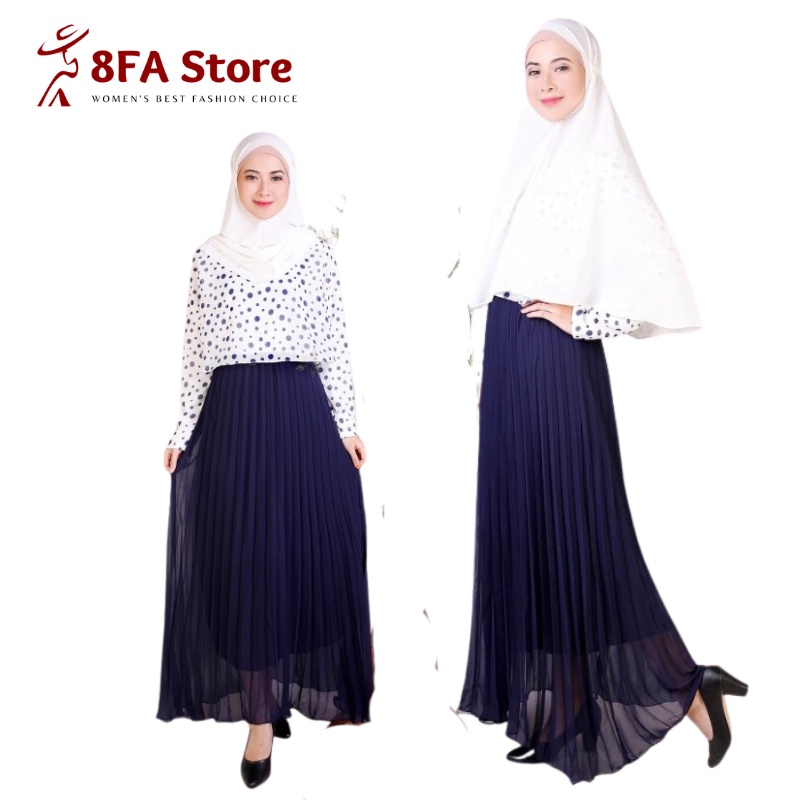 Long Dress Gamis Putih Polos Setelan Fashion Muslim Wanita Dress Kondangan Pesta Kekinian