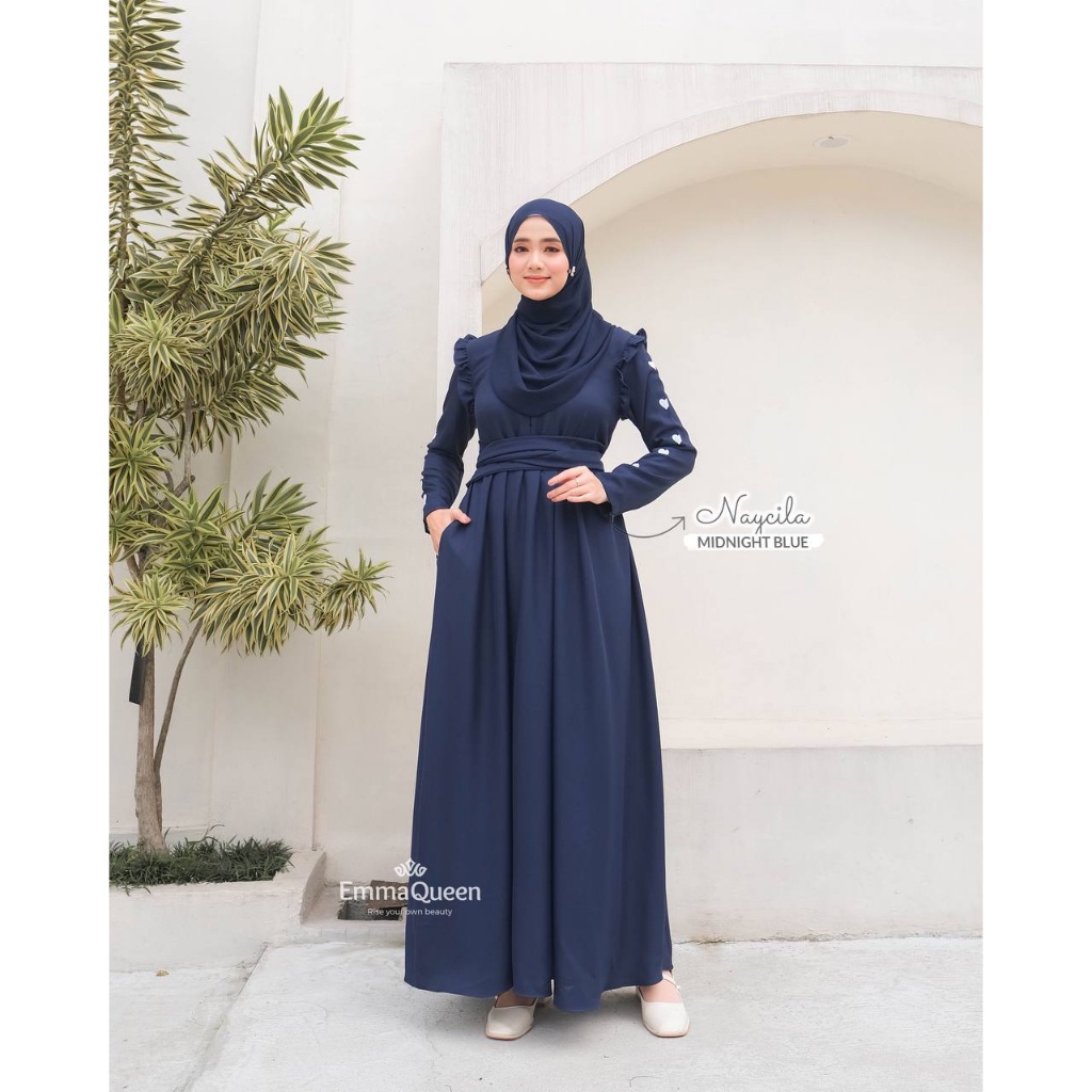 Gamis Muslim Lengan Love - Dress Naycila EmmaQueen