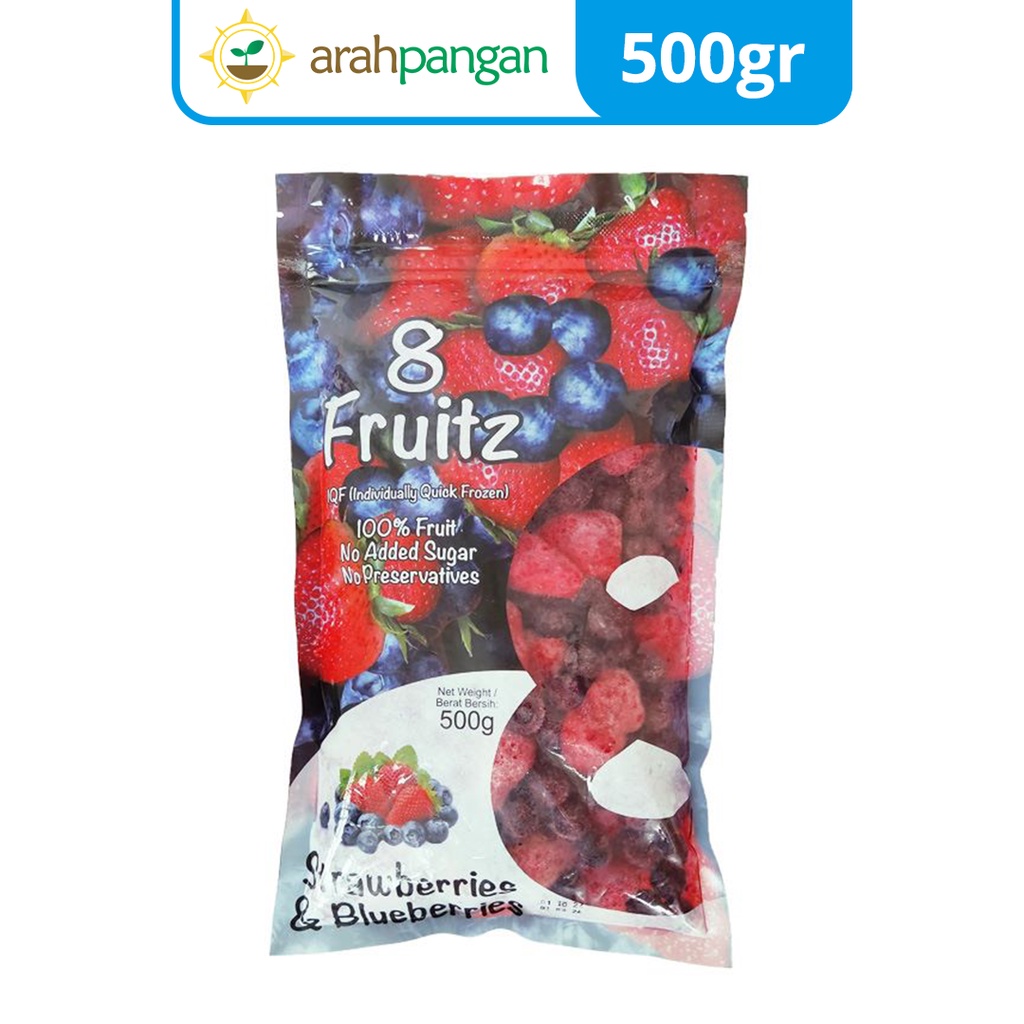 

8 Fruitz IQF Strawberry and Blueberry Buah Frozen 500gr