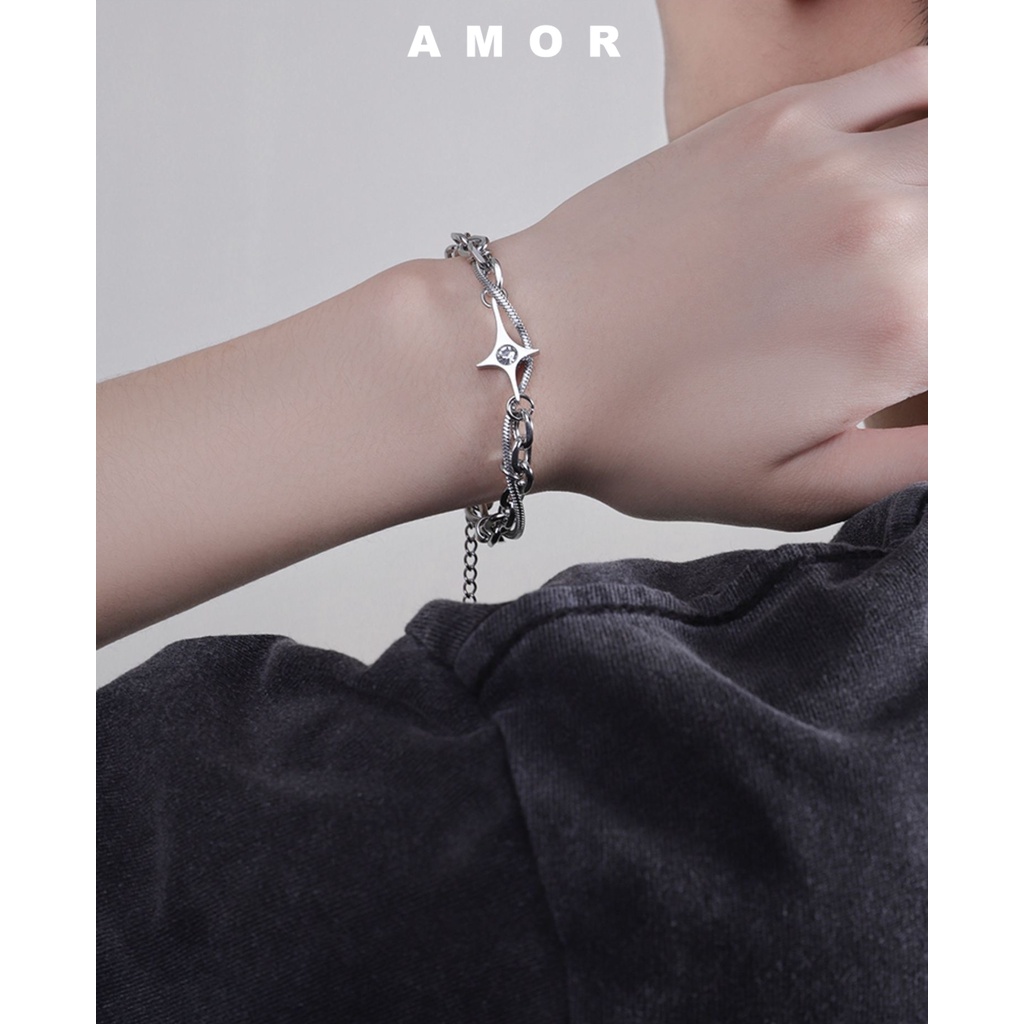 Gelang stainless steel Gaya Korea Dengan Liontin Berbentuk Bintang Untuk Pria Dan Wanita, hip-hop fashion Dekorasi Rasa Canggih