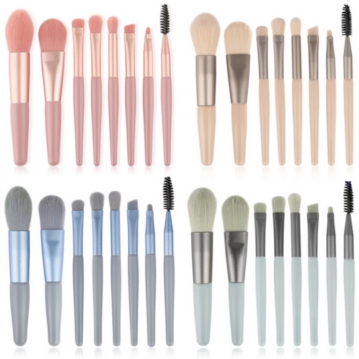 CIVETO MU01 Kuas Make Up 8 in 1 Set Free Pouch Travel Brush Set Tool