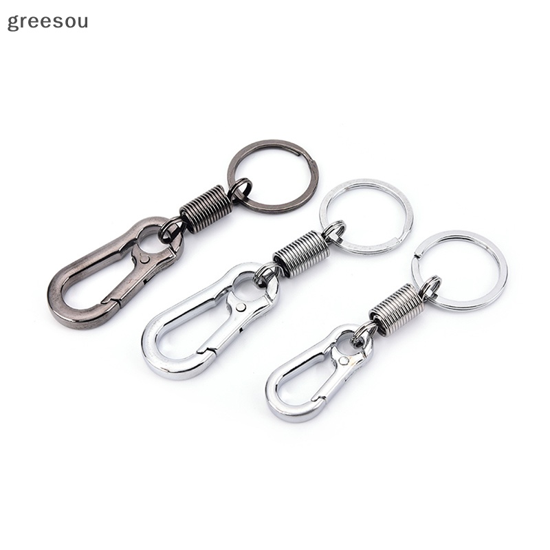 Greesou 1pc Gesper Labu Stainless steel carabiner Gantungan Kunci Gesper anti Hilang Ditarik ID