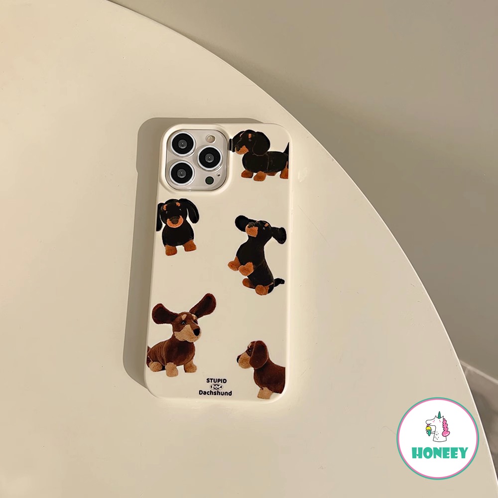 IPHONE Ins Lucu Sosis Anjing Glossy Ponsel Case Kompatibel Untuk Iphone14 13 12 11 Pro Max8 7 Plus XR XS Shockproof Ponsel Back Cover